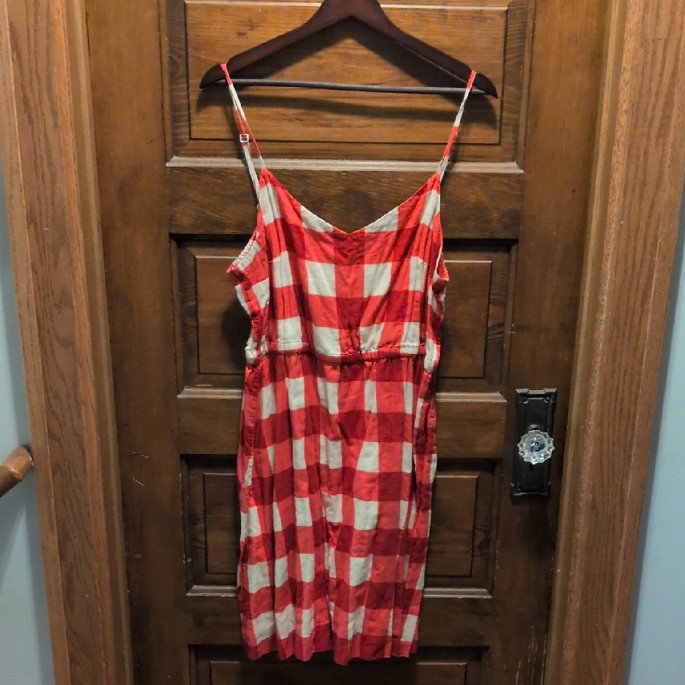 GAP Red Pink and White Checkered Sundress Sz XL